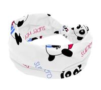 Women's Wide Hairbands, Soft Turban Headband, Non Slip Head Wraps, Hand Drawn Superhero Panda Pattern Elastic Sweat Yoga Workout Headband Cross Knotted Hairwrap Bandana