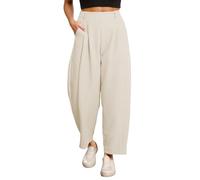 Womens Wide Leg Barrel Pants Elastic High Waisted Side Pocket Palazzo Trousers Business Work Casual Pants Plus Size Pants for Women Work Casual High Waist (Khaki, XL)