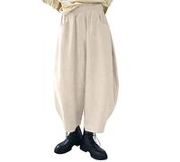 Womens Wide Leg Barrel Trousers Vintage Elastic Waist Baggy Boyfriend Pants Fall Winter Comfor Work Office Palazzo Harem Sweatpants Fashion Casual Y2K Hip Hop Streetwear Beige