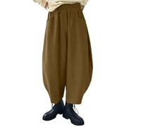 Womens Wide Leg Barrel Trousers Vintage Elastic Waist Baggy Boyfriend Pants Fall Winter Comfor Work Office Palazzo Harem Sweatpants Fashion Casual Y2K Hip Hop Streetwear Brown