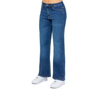 Womens Wide Leg Jeans Enzo Ladies Stretch Denim Mid Rise Trousers