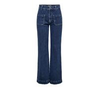 ONLY Women's Onljuicy Hw Wide Pocket DNM Jeans Cro, Dark Denim Blue, 33W x 32L