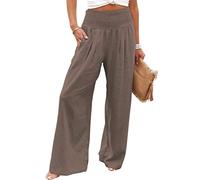 Women's Wide Leg Lounge Pants with Pockets Lightweight High Waisted Adjustable Tie Knot Loose Trousers