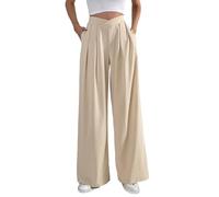 Women's Wide Leg Pants New Pleated Look Leggings Straight Style Pants in Light Medium Thickness for Autumn Comfort Apricot