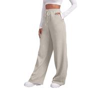 Women's Wide Leg Sweatpants Cozy Fleece Joggers Sweatpants Baggy Elasticated Waist Jogging Bottoms Casual Gym Yoga Trousers with Pockets Coffee