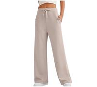 Women's Wide Leg Sweatpants High Waisted Straight Leg Baggy Yoga Lounge Pants with Pockets (Khaki,S)