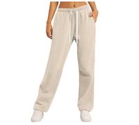 Women's Wide Leg Sweatpants Petite Joggers High Waisted Athletic Jogger Workout Pants Ladies Tracksuit Bottoms Cargo Trousers Baggy Sweatpants Yoga Pants with Pockets (Beige, XL)