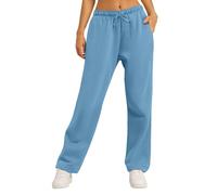 Women's Wide Leg Sweatpants Petite Joggers High Waisted Athletic Jogger Workout Pants Ladies Tracksuit Bottoms Cargo Trousers Baggy Sweatpants Yoga Pants with Pockets (2-Light Blue, L)
