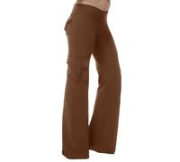 Womens Wide Leg Trousers Crossover Low Rise Elasticated Palazzo Pants Ladies Solid Color Yoga Pants Skinny Stretch Fit Full Length Trousers Workout Sweatpants Lightweight Cargo Pant Tracksuit Bottoms