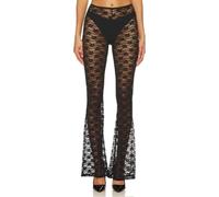 Women's Wide Leg Trousers, Sheer Mesh Black Floral Lace Bell Bottoms, See Through Elastic Hollow Out Flare Pants, Eyelet Lace Crochet Slim Fit Leggings for Party Club Rave Vintage Coquette Streetwear