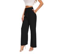 Women's Wide Leg Work Trousers - Black S