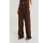 Women's Wide Linen and Viscose Trousers Greenpoint Marron 42