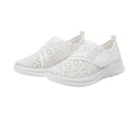 Women's Wide Plant Orthopaedic Shoes - Summer Platform Network Sneakers, White, 4 UK