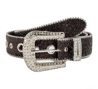 Women's Wide Rhinestone Belt with Sparkling for crystal Buckle | 3.8cm Sequin Waistband for Dresses Jeans High Waisted Trousers, Pin Closure Fashion Statement Accessory, White