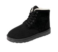 Womens Wide Snow Boots Winter Ankle Boots for Women UK Warm Fluffy Fleece Lined Short Booties Ladies Slip On Shoes Comfort Breathable Platform Shoes Outdoor Snow Booties Black