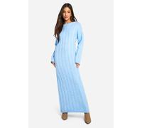 Womens Wide Soft Rib Knitted Maxi Dress - Blue - S, Blue