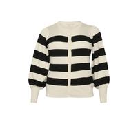 Women's Wide Striped Cardigan KAFFE Curve Malan Black M