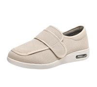 Women's Wide Width Diabetic Walking Shoes Adjustable Strap Air Cushion Sneakers for Edema Swollen Feet Elderly Breathable Orthopedic Shoes with Arch Support, Off white-47 EU