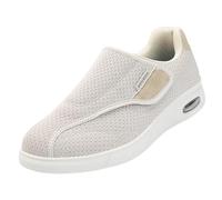 Women's Wide Width Elderly Shoes,Lightweight & Comfortable Wide Fit Easy Close Slip On Adjustable Upper Strap for Comfort Foot Pain Relief.Beige,36