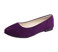 Women's Wide Width Loafers Slip On Flat Shoes Ladies Pointed Toe Low Top Suede Ballet Flats Office Classic Dress Shoes Lightweight Comfortable Loafer Purple