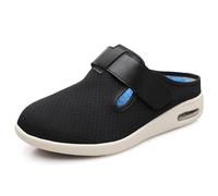 Women's Wide Widths Walking Edema Sneakers, Comfortable Arch Support Orthopedic Shoes, Adjustable Closure Casual Plantar Fasciitis for Foot Heel Pain Relief, Black-44.5 EU