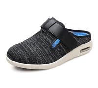 Women's Wide Widths Walking Edema Sneakers, Comfortable Arch Support Orthopedic Shoes, Adjustable Closure Casual Plantar Fasciitis for Foot Heel Pain Relief, Black Gray-41 EU