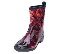 Womens Wide Winter Water Rain Women's Non-Slip Boots Mid Punk Boots Women's Boots (Red, 6)
