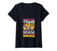 Women's Wife Mom Ukulele Legend Mothers Day Funny Musician V-Neck T-Shirt