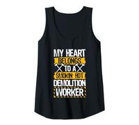 Womens Wife - My Heart Belongs to A Smokin' Hot Demolition Worker Tank Top
