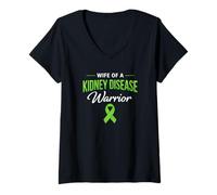 Women's Wife of a Kidney Disease Warrior Support V-Neck T-Shirt
