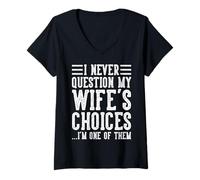 Womens Wife's Choices Husband Marriage Sarcastic Saying Humor Joke V-Neck T-Shirt