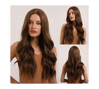 Women's Wig 24 inch Brown Synthetic Wig for Women Long Wavy Brown Lace Front Wig Middle Part Wig Synthetic Heat Resistant Wigs Daily Party Use Hair Wig Women Party(B)