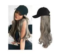 Women's Wig Baseball Cap with Hair extensions Hat Wigs Long Wavy Synthetic Wig for Daily Party Use(411-granny hair)