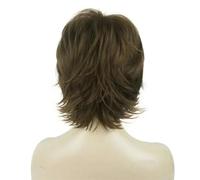 Women's Wig Black/wine red Short Straight Layered Hair Synthetic Full Wigs-10 Med. Golden Brown-6inches