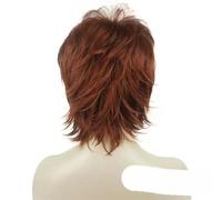 Women's Wig Black/wine red Short Straight Layered Hair Synthetic Full Wigs-130 Copper Red-6inches