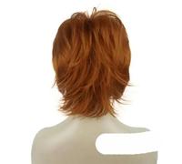 Women's Wig Black/wine red Short Straight Layered Hair Synthetic Full Wigs-130A Orange red-6inches