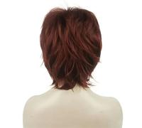 Women's Wig Black/wine red Short Straight Layered Hair Synthetic Full Wigs-131-6inches