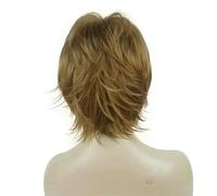 Women's Wig Black/wine red Short Straight Layered Hair Synthetic Full Wigs-19 Lt Golden Blonde-6inches