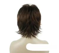 Women's Wig Black/wine red Short Straight Layered Hair Synthetic Full Wigs-33H27C-6inches