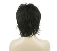 Women's Wig Black/wine red Short Straight Layered Hair Synthetic Full Wigs-4 Dark Brown-6inches