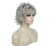 Women's Wig Black/wine red Short Straight Layered Hair Synthetic Full Wigs-51-6inches