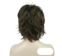 Women's Wig Black/wine red Short Straight Layered Hair Synthetic Full Wigs-8 Medium Brown-6inches