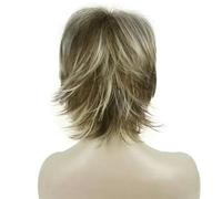 Women's Wig Black/wine red Short Straight Layered Hair Synthetic Full Wigs-AB461-6inches