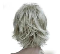Women's Wig Black/wine red Short Straight Layered Hair Synthetic Full Wigs-R27-613-6inches