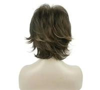 Women's Wig Black/wine red Short Straight Layered Hair Synthetic Full Wigs-RM73-6inches