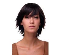 Women's Wig Bob Wig Short Layered Fringed Mahogany Brown Highlighted 49033