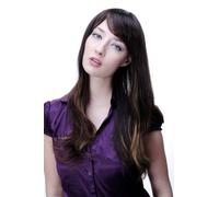 Women's Wig Brown Light Highlights Straight Long Hair 9213-2T33-27 NEW