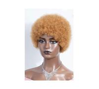 Women's Wig Curly Afro Wigs Short Brown Blonde Pixie Wig Human Hair Machine Made Human Wigs(Honey Blonde)