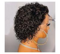 Women's Wig Cut Wig Water Deep Wave Lace Wig Afro Curly Short Human Hair Wigs Color Lace Front Wig for Women Hair Wig Women Party(A1)