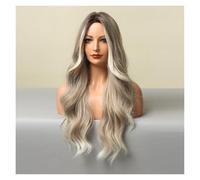 Women's wig fashion center parting big wave light natural ombre light gray full head set wig female